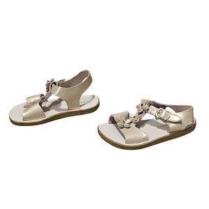 Jumping Jacks Gold Sandals w/Floral Design
